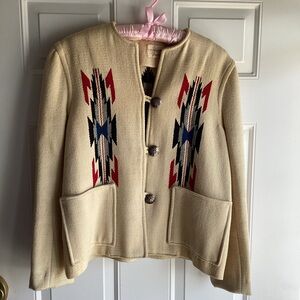 Cream Jacket with Geometric PatternChimayo Blanket Jacket.
